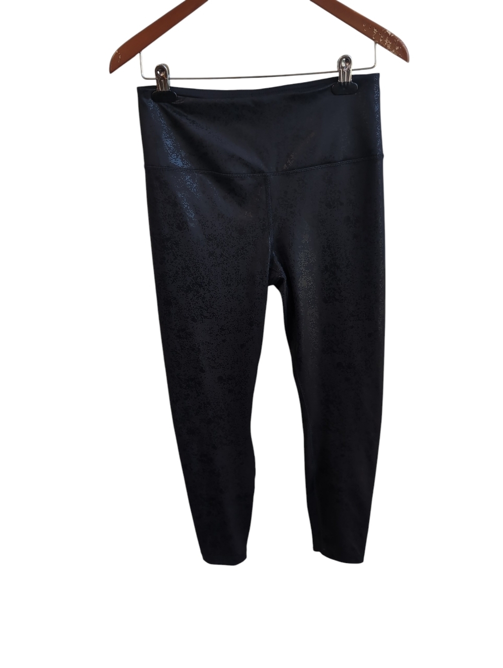 90 Degrees By Reflex Black Crackle Print Cropped Leggings Size Large